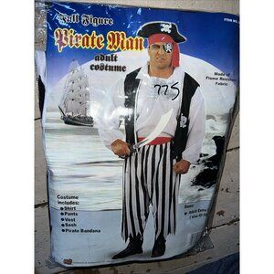 RG Costumes PIRATE MAN VEST ADT XL 42 to 50 WHT SHIRT BLK VEST
